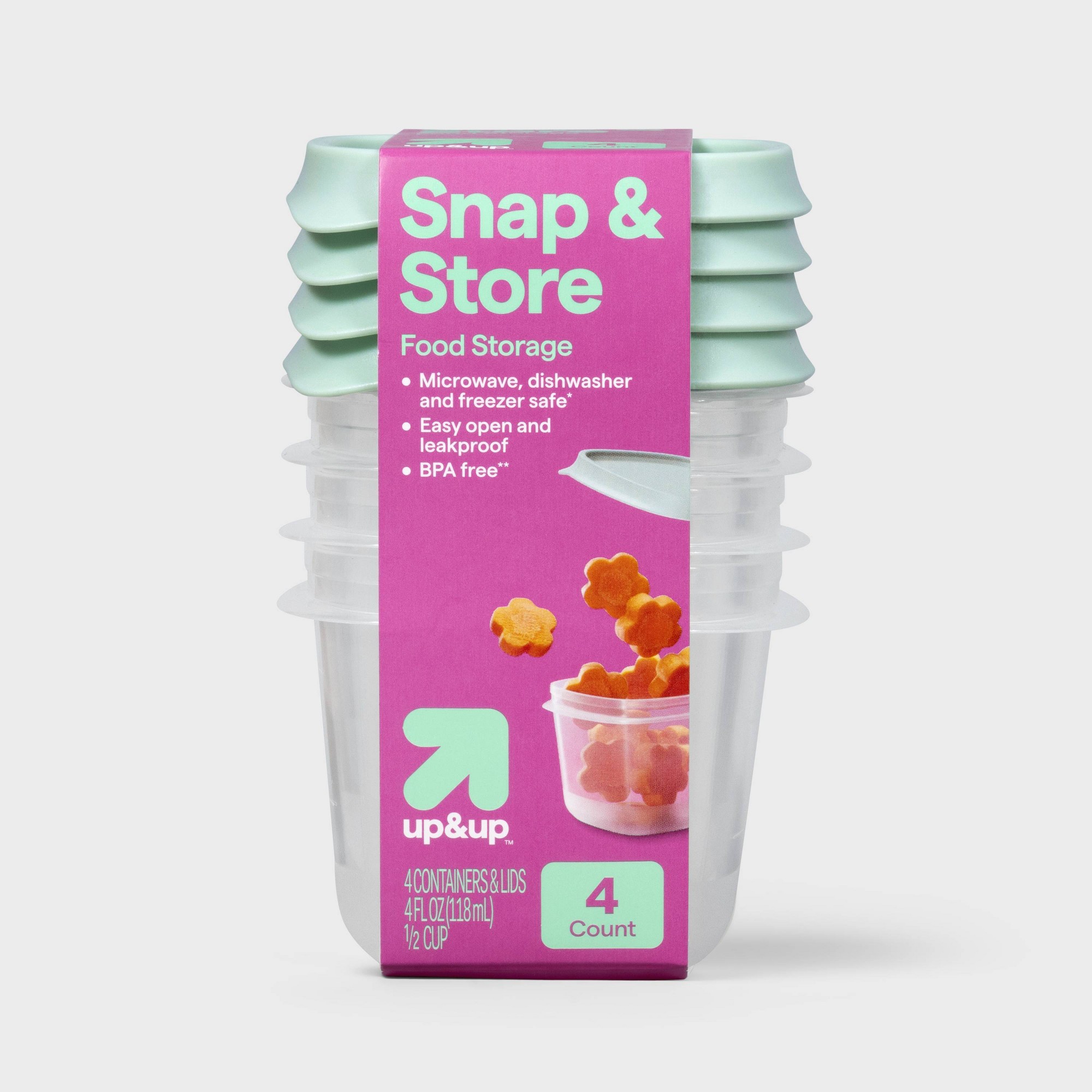 Meal Prep Containers - 4ct 미니 사각형 하프컵 식품 보관