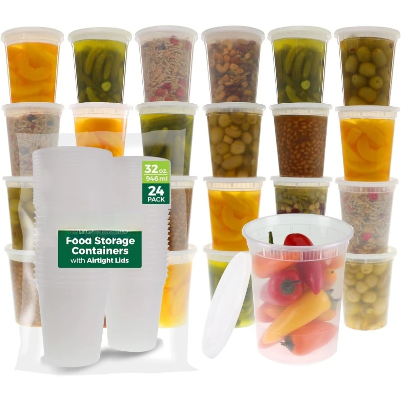 Meal Prep Containers - 뚜껑 포함 플라스틱 델리 용기, 슬라임,
