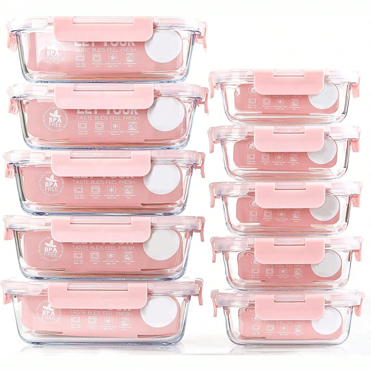 Meal Prep Containers - 10팩 유리 밀프렙 용기, 뚜껑이 있는