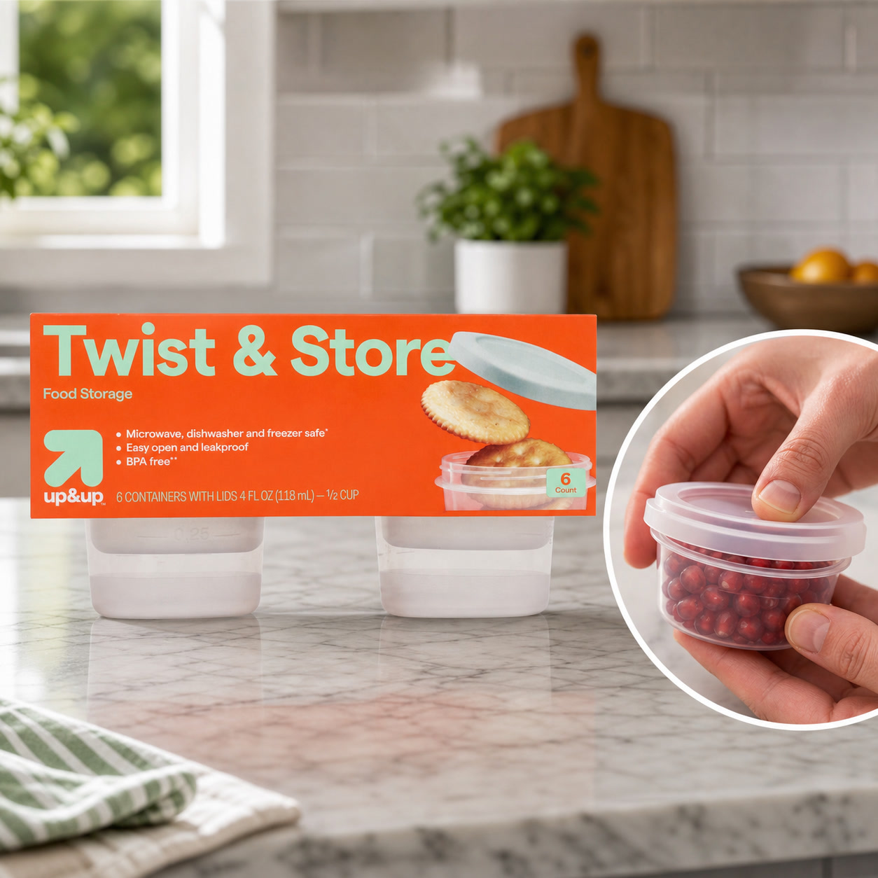 Meal Prep Containers - 6개입 원형 트위스트-락 식품 보관 용기,