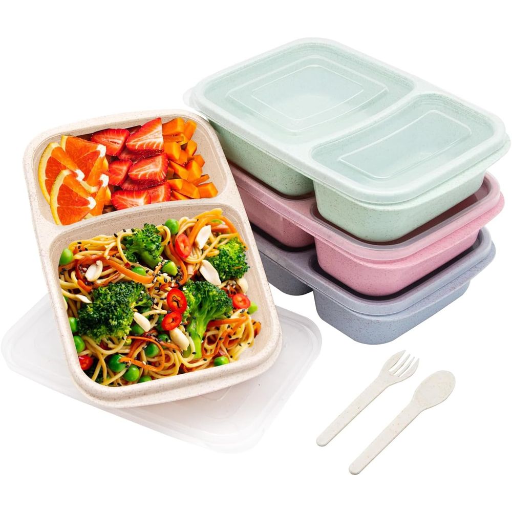 4팩 도시락 세트, 2칸 식사 준비용 용기(뚜껑 포함) - Meal Prep Containers 리뷰 및 가격