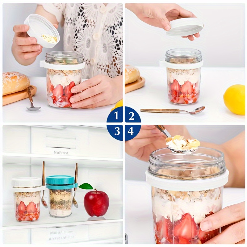 1개/2개 유리 오트밀 컵, 뚜껑과 스푼이 있는 오버나 - Overnight Oat Jar 리뷰 및 가격