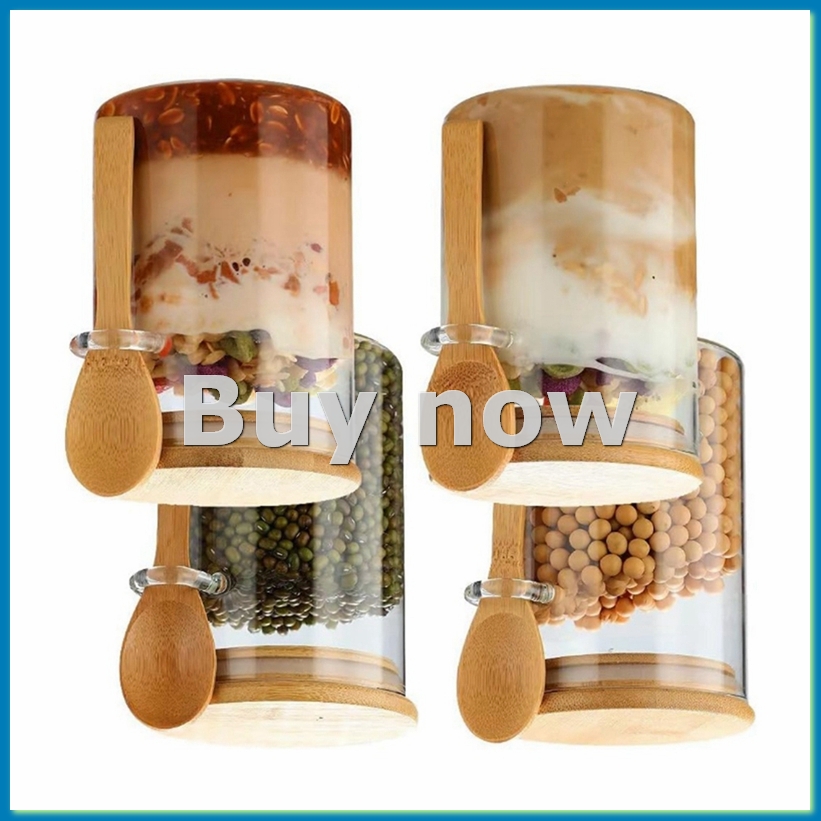 뚜껑과 스푼이 포함된 4팩 오버나이트 오트밀 유리 용기 - Overnight Oat Jar 리뷰 및 가격