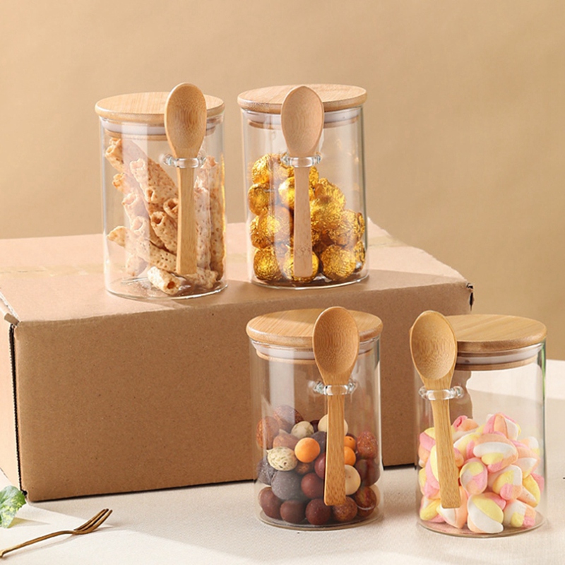 뚜껑과 스푼이 포함된 4팩 오버나이트 오트밀 유리 용기 - Overnight Oat Jar 리뷰 및 가격