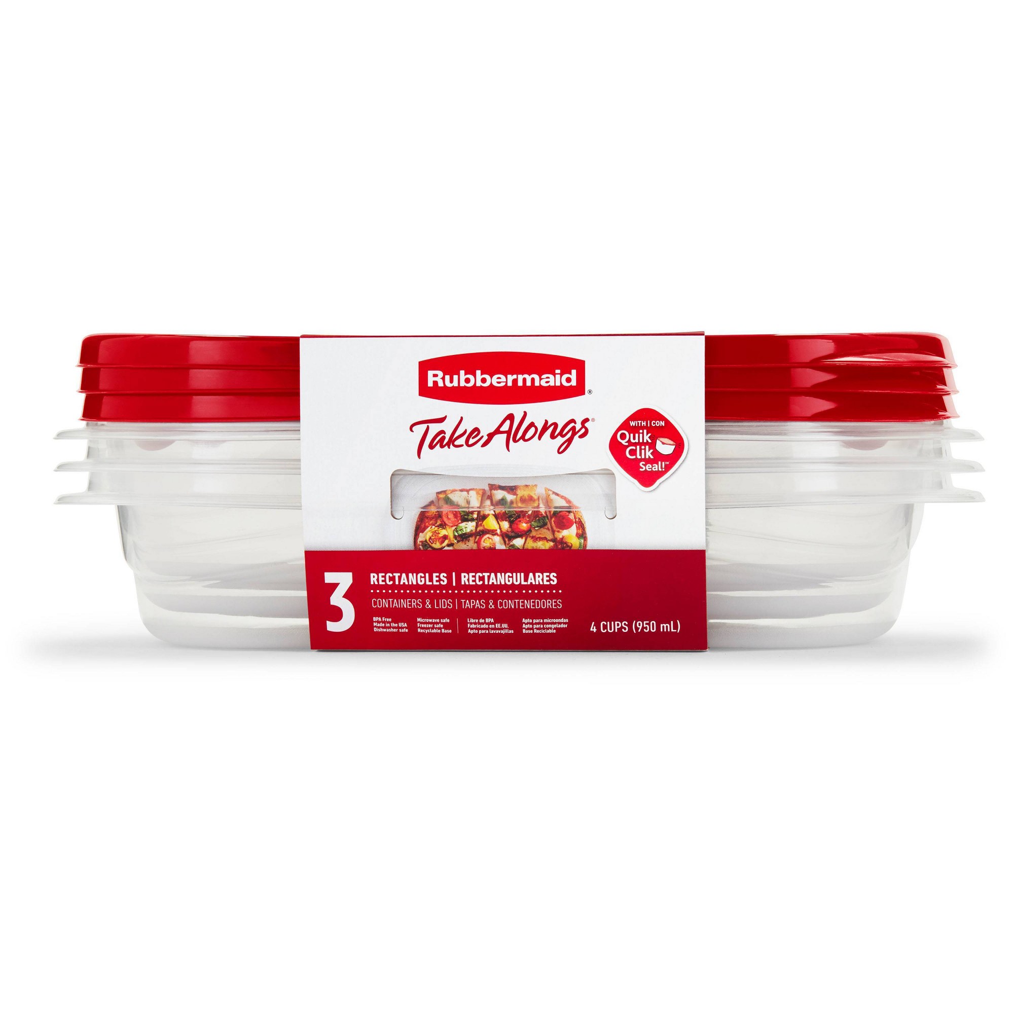 뚜껑이 있는 빨간색 직사각형 식품 보관 용기 3개, 주 - Meal Prep Containers 리뷰 및 가격