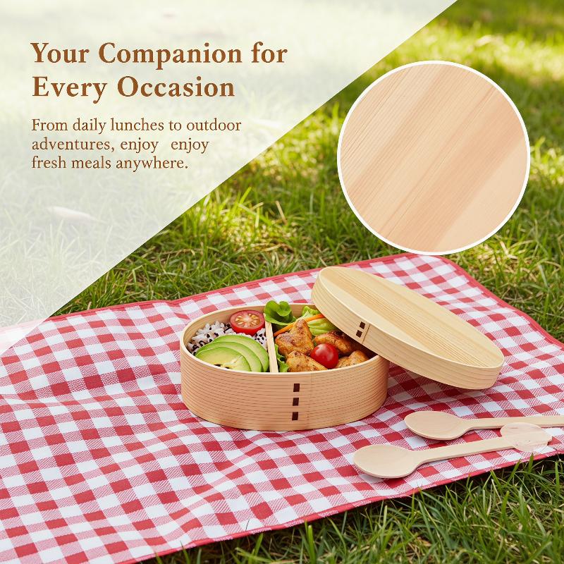 어린이용 일본식 나무 도시락 BPA 프리 재사용 가능  - Meal Prep Japanese Food 리뷰 및 가격