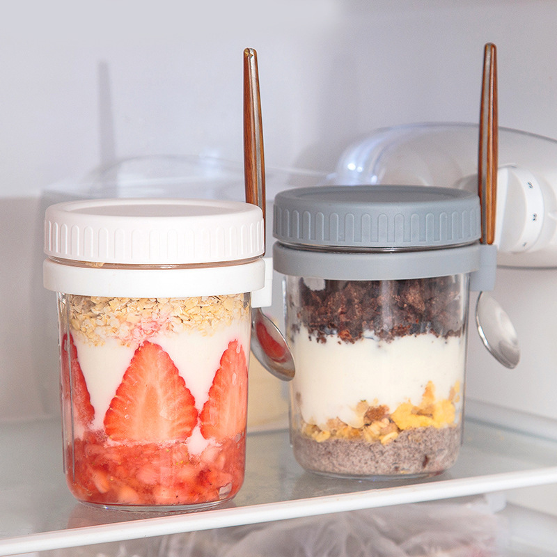유리 오버나이트 오트밀 용기(뚜껑 포함) 휴대용 아침식 - Overnight Oat Jar 리뷰 및 가격