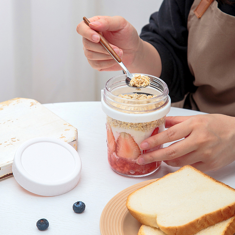 유리 오버나이트 오트밀 용기(뚜껑 포함) 휴대용 아침식 - Overnight Oat Jar 리뷰 및 가격