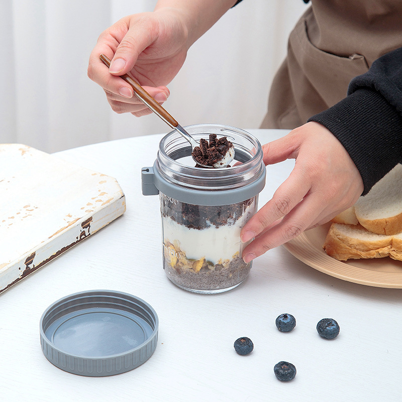 유리 오버나이트 오트밀 용기(뚜껑 포함) 휴대용 아침식 - Overnight Oat Jar 리뷰 및 가격